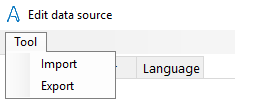 Import/export of data sources