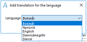 Select language from the list