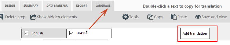 Click on Language to add translation