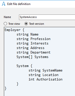Example of file definition