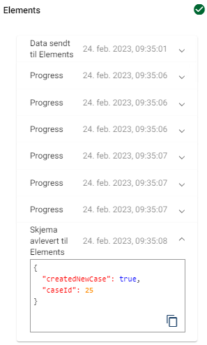 In the dispatch log, the caseID is shown in the last step