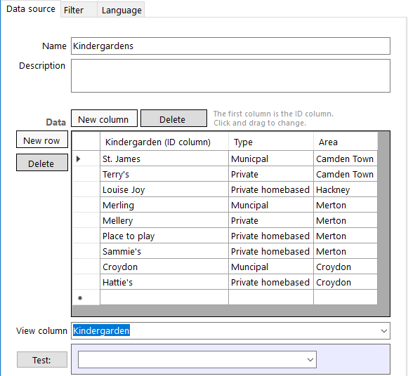 Example - 2 Retrieve all kindergartens which belong to the Merton area and are of the type Municipal and Private kindergartens
